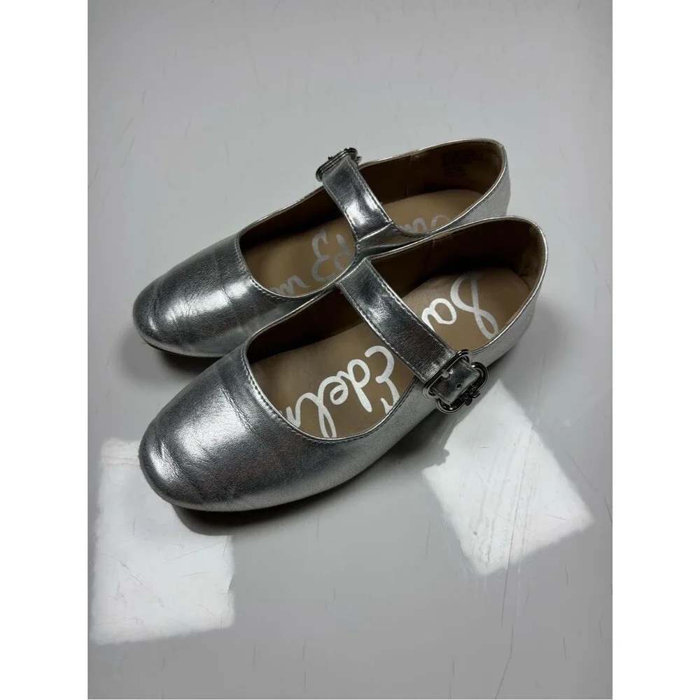 Sam Edelman Girls' Metallic Silver Mary Jane Shoes